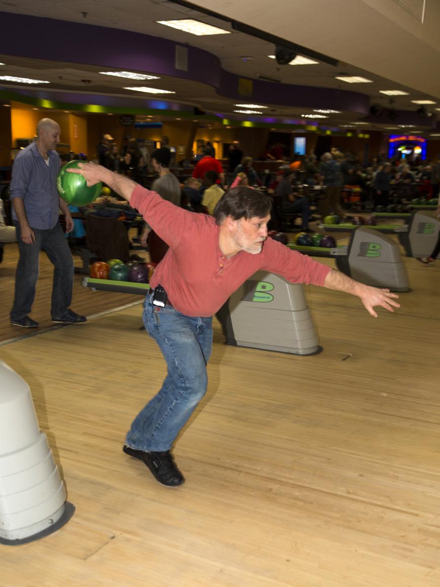 Software Engineer Mark Chaffee at RNRG's company bowling night.