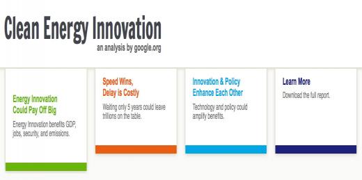 Header of the Google Energy Innovation website