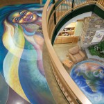 Marge, the wind goddess, overlooks the earth mural