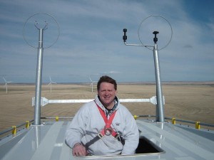 Larry Jacobs atop a nacelle