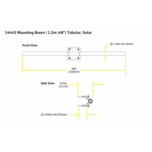View Support Resources for Mounting Boom | 1.2M (48") Tubular, Solar