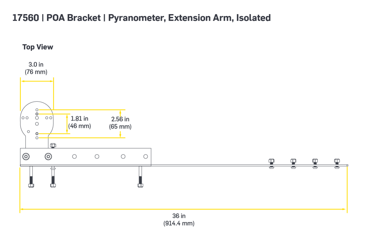 POA Bracket | Pyranometer, Extension Arm, Isolated